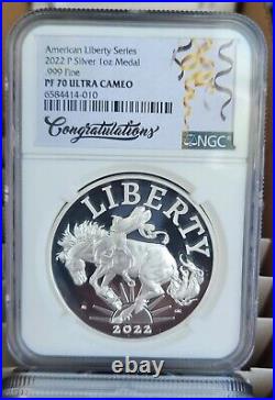 2022 American Silver Liberty Medal NGC PF70 UCAM, Congratulations label! %%