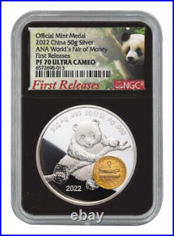 2022 China Chicago World's Fair Panda 50 g Silver Proof Medal NGC PF70 UC FR BC