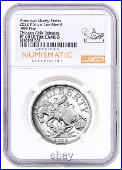 2022-P 1oz Silver American Liberty Medal NGC PF69 Chicago ANA Show Releases
