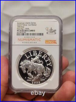2022-P American Liberty 1 oz Silver Medal Chicago ANA Releases P NGC PF70! &&