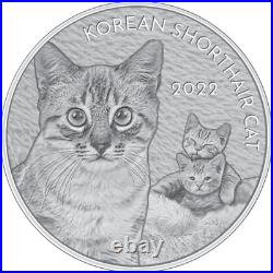 2022 South Korea Short Hair Cat 1 oz. 999 Silver Coin Medal NGC MS 70