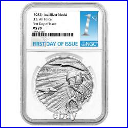 2022 U. S. Air Force 1 oz Silver Medal NGC MS70 FDI First Label