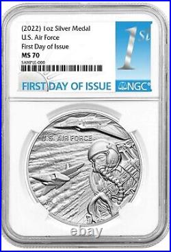 2022 U. S. Air Force 1 oz Silver Medal NGC MS70 FDI First Label