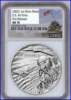 2022 U. S. Air Force 1 oz Silver Medal NGC MS70 FR Iwo Jima label