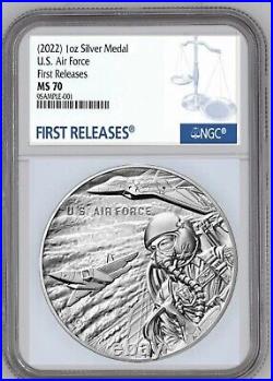 2022 US Air Force 1 oz Silver Medal NGC MS70 FR, FIRST RELEASE PRESALE