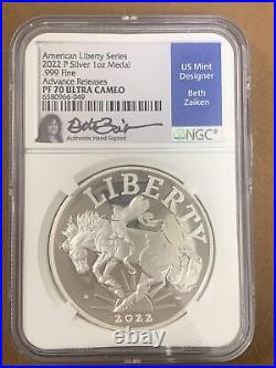 2022P- American Liberty Silver Medal- NGC-PF70UCAM-Advance Releases- Beth Zaiken