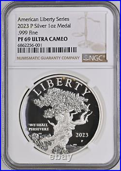 2023 P Silver 1oz. 999 Fine American Liberty Series NGC 6862256-Multi PF69 UC