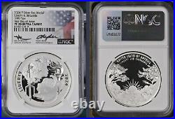 2024 P SILVER 1oz MEDAL LIBERTY & BRITANNIA NGC PF70 FDI MERCANTI & RYDER SIGNED