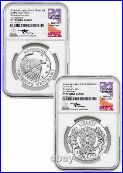 2PC American Legion Silver Dollar&Medal NGC PF70 UC FR Mercanti Label SKU58214