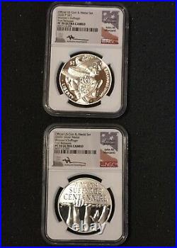 2Pc 2020P Women's Suffrage Silver Dollar & Medal Set NGC PF70 FR John Mercanti