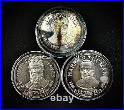 3.19 ozt James Polk Rutherford Hayes & Harry Truman. 925 SILVER Metals