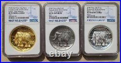 3 Pcs of NGC 70 2018 China Silver 60g Medals Thailand World Stamp Exhibition