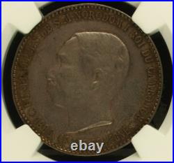 4 Francs Sized Norodom I Funeral Medal Cambodia 1860-1904 1905 NGC AU-55