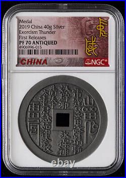 A Pair of NGC PF70 China 2019 40g Silver Medals (Total 80g) Exorcism Thunder