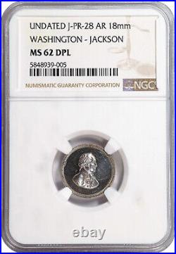(C. 1862) Washington & Jackson Medal By Anthony C. Paquet Silver MS-62 DPL NGC