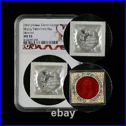 CHINA. 2021, Medal, Silvered NGC MS70 Top Pop? Valentine's Day Condom RARE