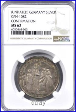 Ca. 1850 Germany Augsburg Silver Confirmation Medal, GPH-1082, NGC MS 62