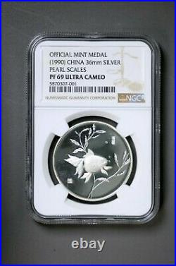 China 1984 & 1990 4-pc 18 gram Goldfish Silver Medal Proof Set NGC PF69 UC