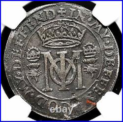 FRANCE/SCOTLAND. Mary Stuart, 1558-9, RARE Silvered Testoon size medal, NGC VF25