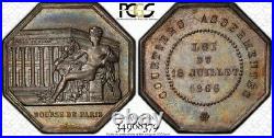 Finest & Only @ Ngc & Pcgs Ms64 1866 France Paris Jeton-medal Mercury Toned