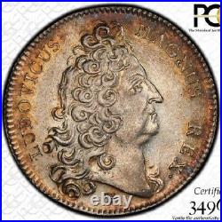 Finest & Only One @ Ngc & Pcgs Ms62 1715 Frankreich War Money Silver Toned XIV