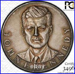 Finest & Only One Ngc & Pcgs Ms63 1963 John Kennedy Germany Silver Medal Toned