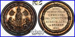 Finest & Only One @ Ngc & Pcgs Sp65 Bremen Germany Schmidt-32 Silver Medal Toned