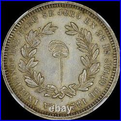 Finest & Only @ Pcgs & Ngc Ms62 Peru Independence Medal 4 Reale Toned Liberty