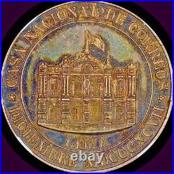 Finest & Only Pcgs & Ngc Ms63 1897 Peru National P. O. Silver Medal Toned Rare