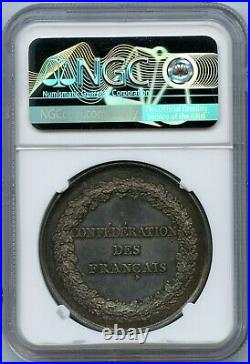 France 1790 Silver Medal Confederation Monarchy & Revolution NGC MS 63 XRARE