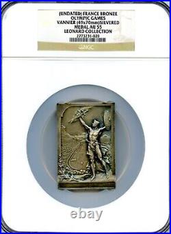 France 1900 Olympic Games Silvered Art Medal By Vannier 49mm X 70mm Ngc Au55