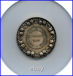 France 1928 Art Deco Flower Show Award Silvered Medal By Mascaux 50mm Ngc Au58