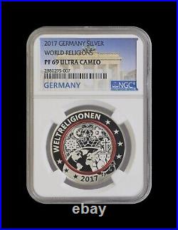 GERMANY. 2017, Medal, Silver NGC PF69 Top Pop? Planet Earth, Religions