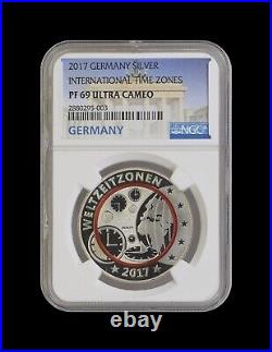 GERMANY. 2017, Medal, Silver NGC PF69 Top Pop? Planet Earth, Time Zones