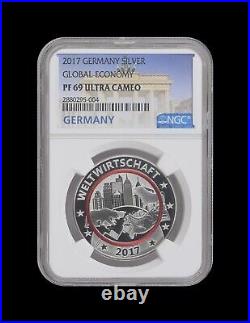 GERMANY. 2017, Medal, Silver NGC PF69 Top Pop? Planet Earth, World Economy