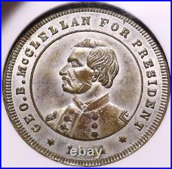 Geo McClellan Presidential Campaign Medal DeWitt-GMCC 1864-18 Silvered NGC AU58