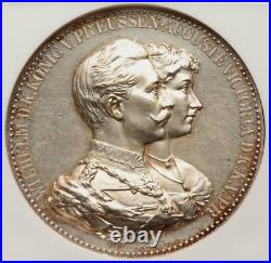 Germany Silver Medal 1906 Prussia Wilhelm II & Augusta NGC MS60