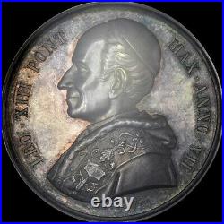 Gorgeous Ngc Ms63 1884 Leo XIII Vatican Silver Medal Rinaldi-78 Italy Toned Cam