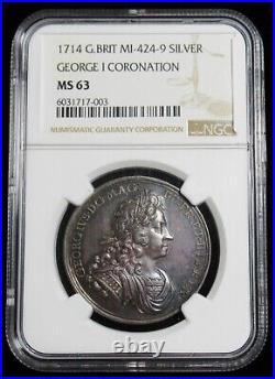 Great Britain George I silver Coronation'' Medal 1714 MS63 NGC