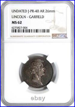 Julian PR-40 (c. 1882) Lincoln & Garfield Presidential medal / NGC MS-62