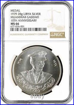 Libya Medal 1979, NGC MS66, 10th Anniversary of Revolution Muammar Gaddafi