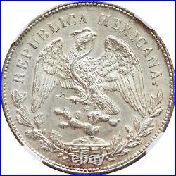 Mexico 1 Peso Cn 1902 J. Q. Culiacan, NGC MS62. KM# 409 Special NGC Label