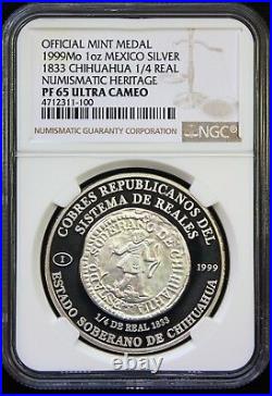 Mexico 1 oz. 1999 Silver Medal SONUMEX (Mexican Numismatic Society) NGC PF65 UC