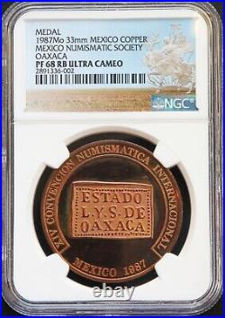 Mexico 1987 XIV International Numismatic Convention NGC PF68 RB Ultra Cameo