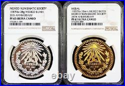 Mexico 28 g Silver and Brass Pair 35th Anniversary Mexico Numismatic Society