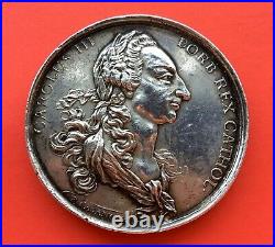 Ms61extremely Rare Silver Medal Proclamation Carlos III Pachuca (mexico)