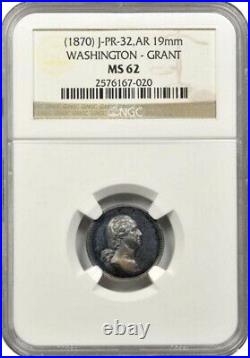 Musante GW-458 (1870) Washington & Grant medalet by Paquet & Barber / NGC MS62