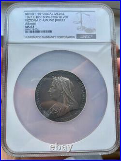 NGC MS62 Great Britain UK 1897 Queen Victoria Diamond Jubilee Silver Medal