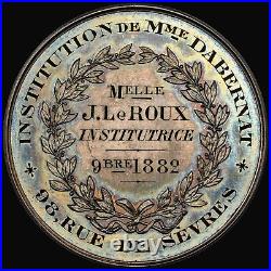 NGC MS63 1882 France Republic Madame Dabernat Institution silver Medal