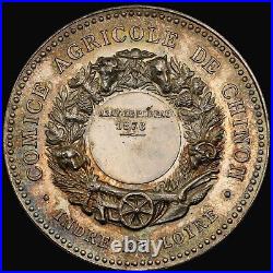 NGC MS64 1876 France Republic Chinon Agricultural Show silver Medal Paris mint